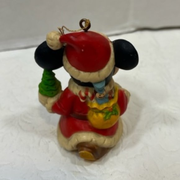 VTG Disney Santa Mickey Mouse w/Toy Sack & Tree Christmas Ornament 2.5" - Picture 3 of 9